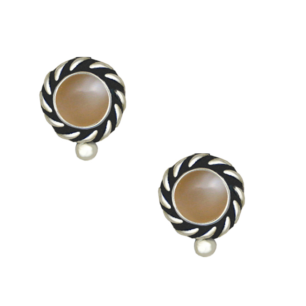 Sterling Silver Little Peach Moonstone Post Stud Earrings